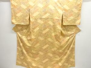 アンティーク　桧垣に古典柄手織り紬着物